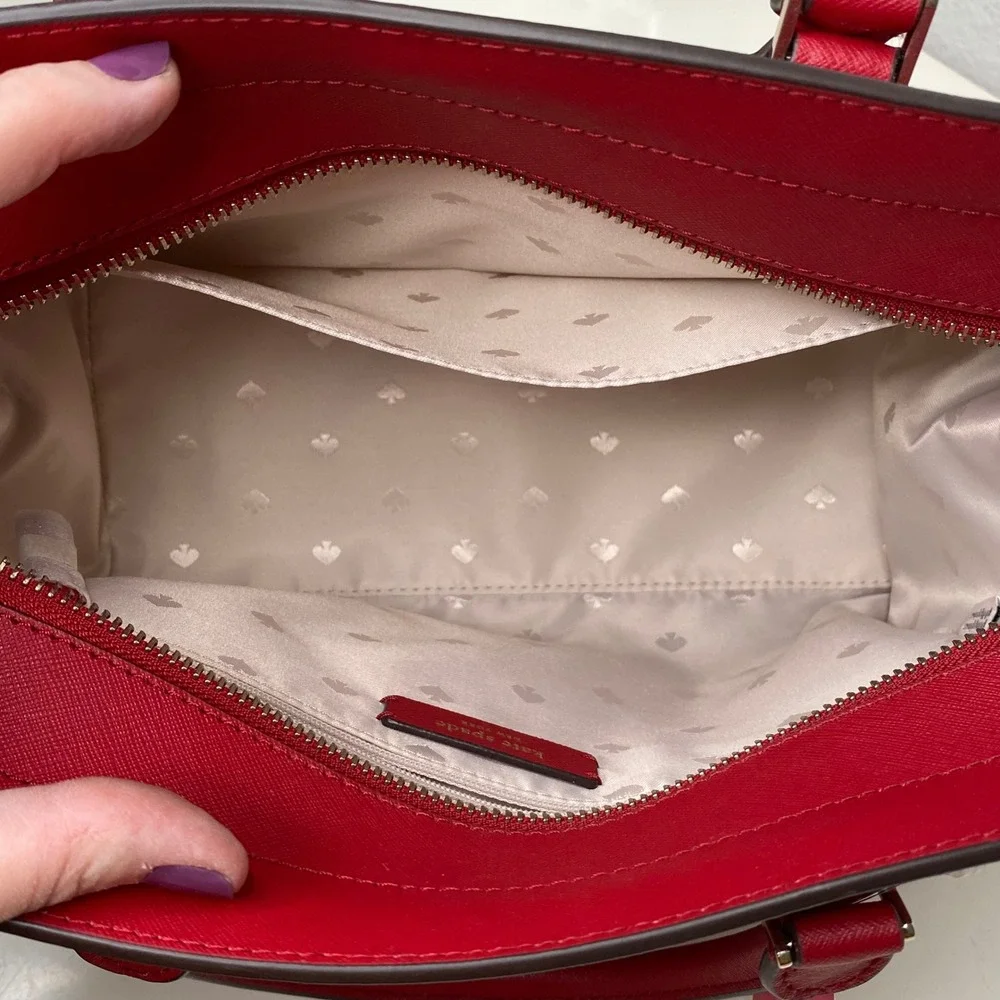 NWT Kate Spade Cameron Medium‎ Satchel Red Saffiano Leather Crossbody Handbag